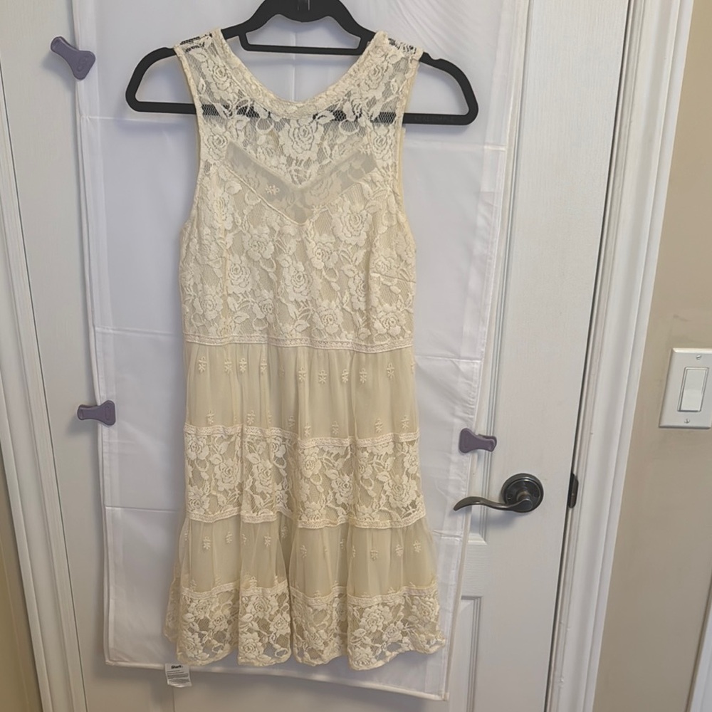 Rebellion Cream Halter Tiered Mini Dress